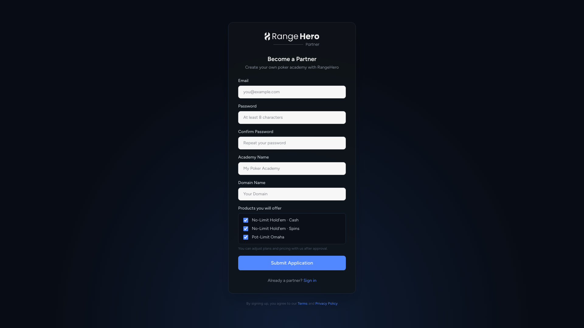 Click Become a partner